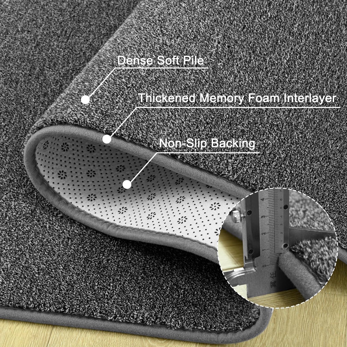 FALARK 4x6 Area Rugs for Bedroom Living Room, Dark Grey Soft Low-Pile Modern Indoor Thickened Memory Foam Non-Slip Washable Carpets for Kids Dorm Home Decor Rug