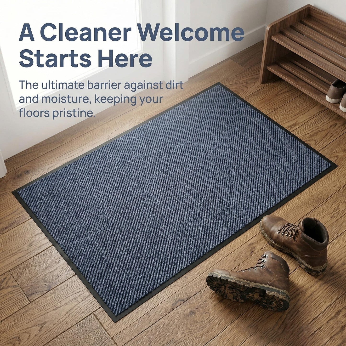 Heavy Duty Doormat for High Traffic Entryways All Weather Door Floor Mat with Ultra Grip PVC Backing Non Slip Welcome Mat for Patio, Entry, Indoor Outdoor Cold Gray 48x96 Inch