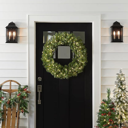 National Tree Company Pre-Lit Artificial Christmas Wreath, Green, Norwood Fir, White Lights, Christmas Collection, 30 Inches