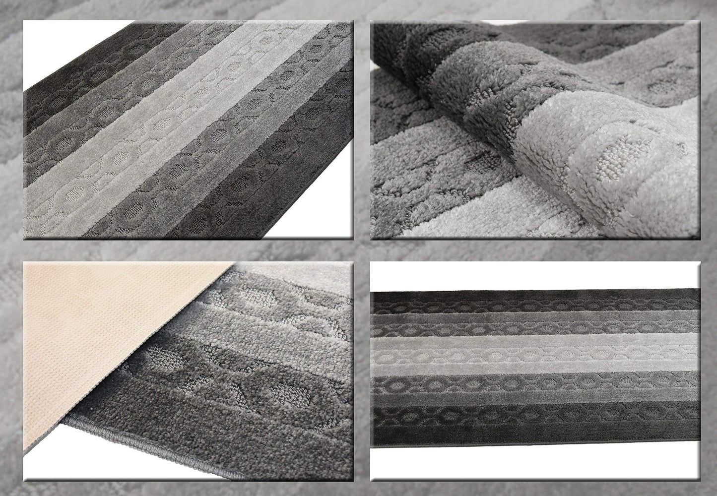 ORFA HOME Custom Size Trellis Hallway Runner Rug Slip Resistant Rubber Back, 26 Inch Wide x Your Choice of Length Size, Anthracite, 26 Inch X 8 Feet, Sold and Priced Per Foot
