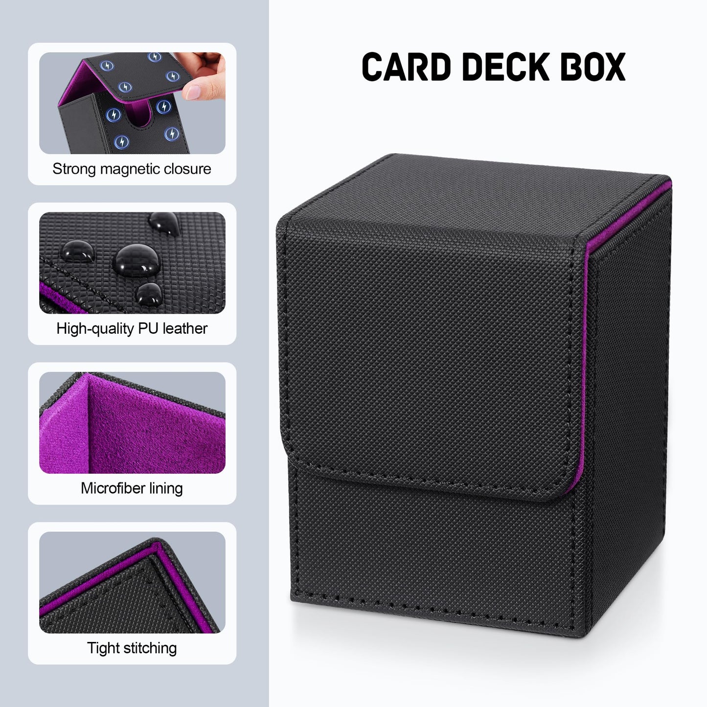 ZLCA Card Deck Box for Trading Cards, MTG YuGiOh Deck Case Holds 100+ Single Sleeved Cards, PU Leather Magnetic Card Storage Box Fits for TCG CCG Magic Game Cards (Red)