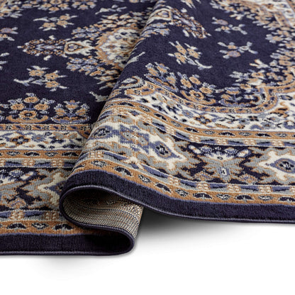 Home Dynamix Premium Sakarya Traditional Medallion Border Area Rug, Navy Blue/Brown, 7'8"x10'7" Rectangle
