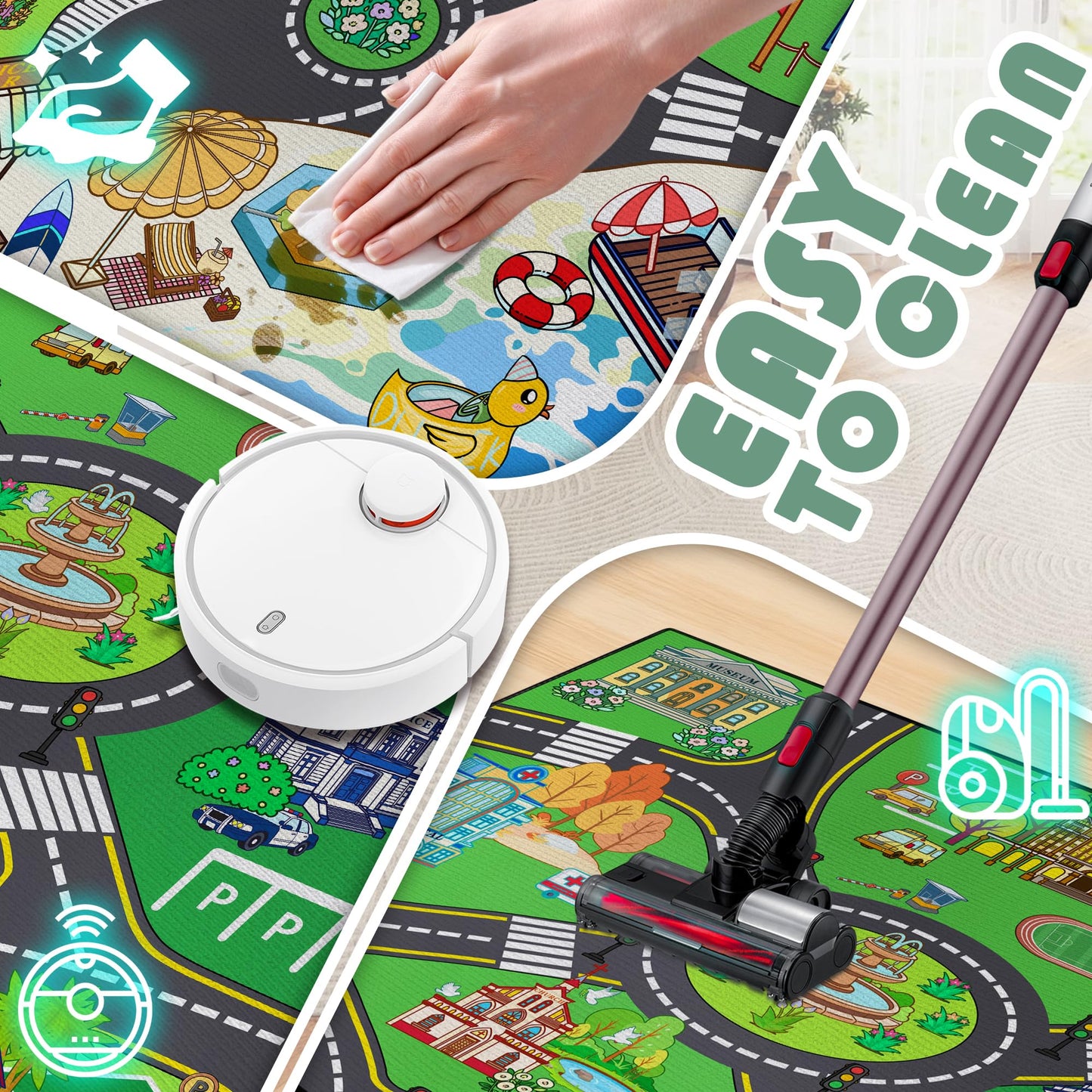 Didswuit Play Rug for Playroom 59"x39", Kids Car Mat Town City Road Map Carpet, Fun Car Playmat Area Rugs Non-Slip Washable for Bedroom
