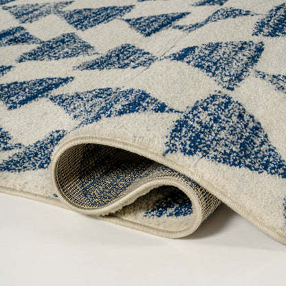 JONATHAN Y Aisha Moroccan Triangle Geometric Cream/Navy Indoor Area Rug, 8x10, Contemporary, Modern, Easy-Cleaning for Living Room, Bedroom, Kitchen, Pet Friendly, Non-Shedding (MOH206D-8)