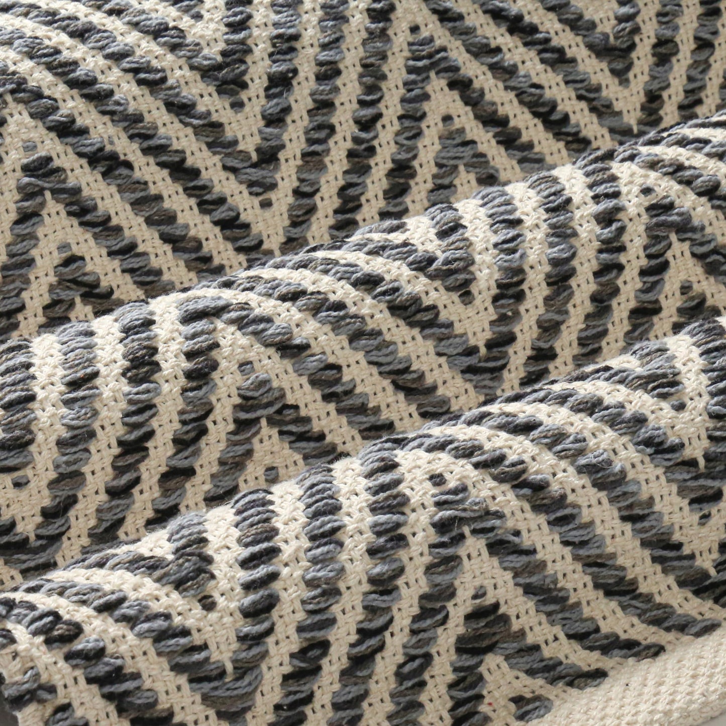 Cotton Chevron Hand Woven Area Runner Rug 2x6 Feet - Charcoal, Farmhouse Decorative Floor Runners Ideal for Hallways, Kitchen, Bedroom | Nursery Durable Geometric Reversible Living Space Patio Mats