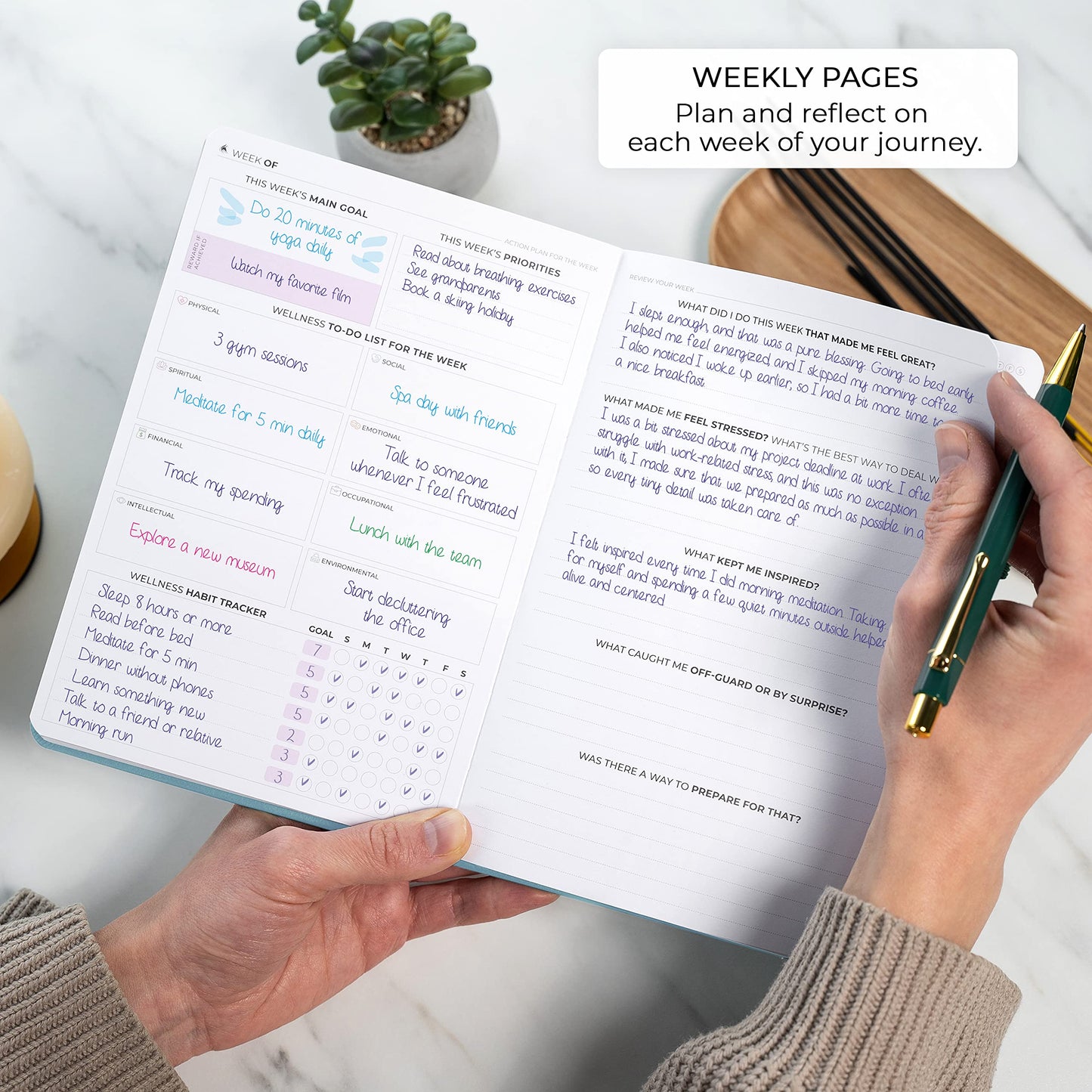 Clever Fox Wellness Planner Premium – Daily Lifestyle Journal to Support Health, Nutrition & Exercise – Healthy Living Journal with Meal, Exercise & Habit Trackers – Lasts 3 Months (Aquamarine)