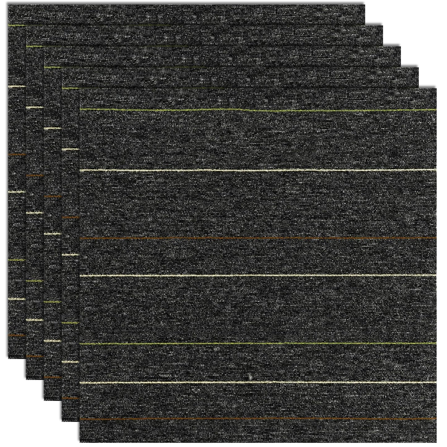 24 * 24in Self-Adhesive Carpet Tiles, Peel and Stick Floor Squares for Home Office, Removable Decorative Rug Mat, Easy Install, Sound Absorbing (10Pcs Dark Grey)