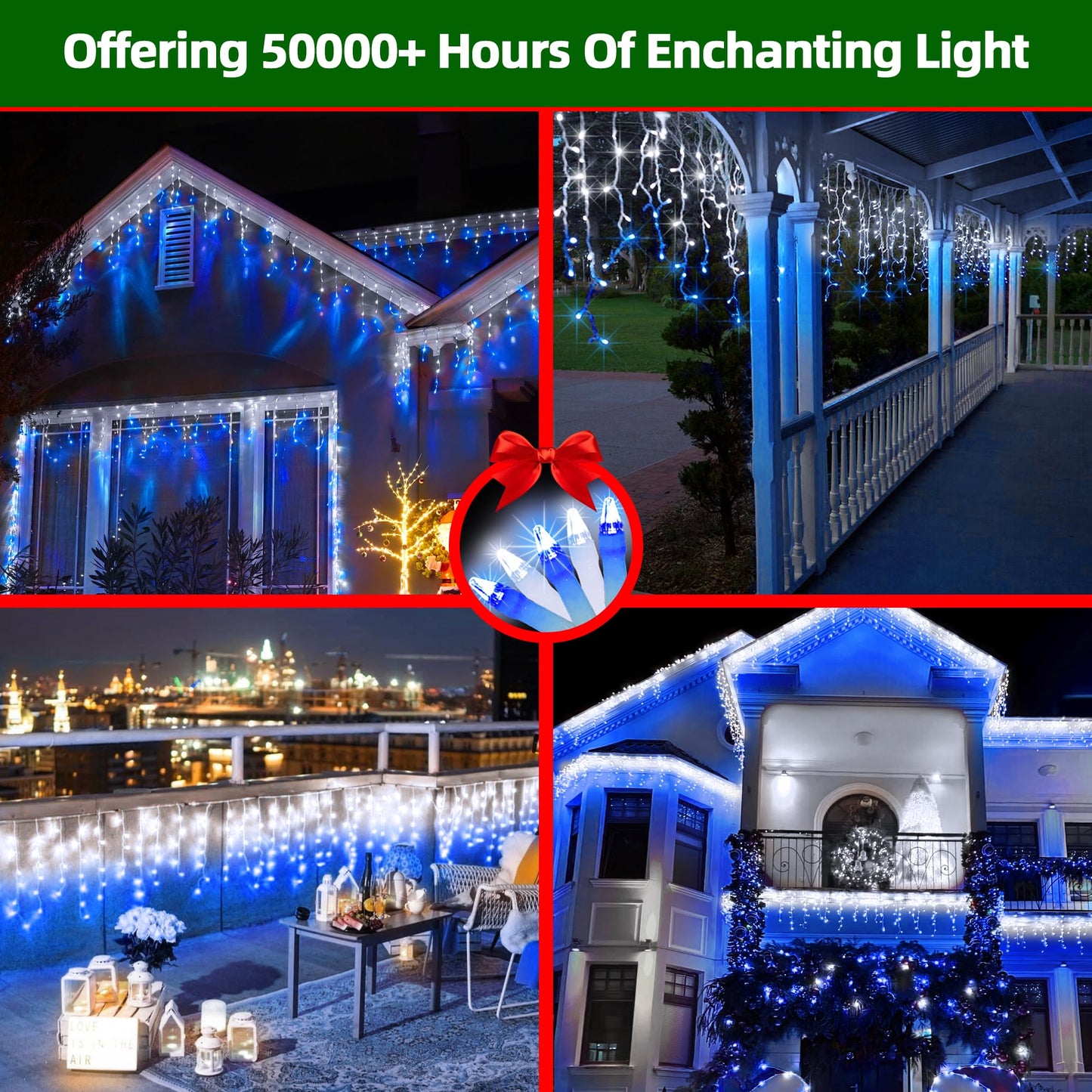 670 LED Christmas Lights with 148Drops, 66ft 12 Modes Hanging ice String Lights with Timer Dimmable & Waterproof, Plug-in Fairy Lights for Indoor Holiday Wedding Christmas Decorations Blue & CoolWhite