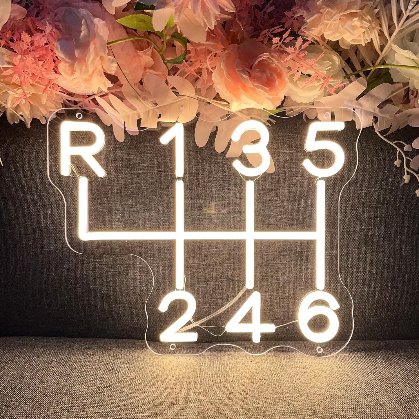 Car Gear Shift Neon Sign for Wall Decor Personalized Custom Shop Neon Light Signs Garage Logo Decor Led Name Business Gift Auto Room Garage Repair Shop Warm White 34×27.2 CM