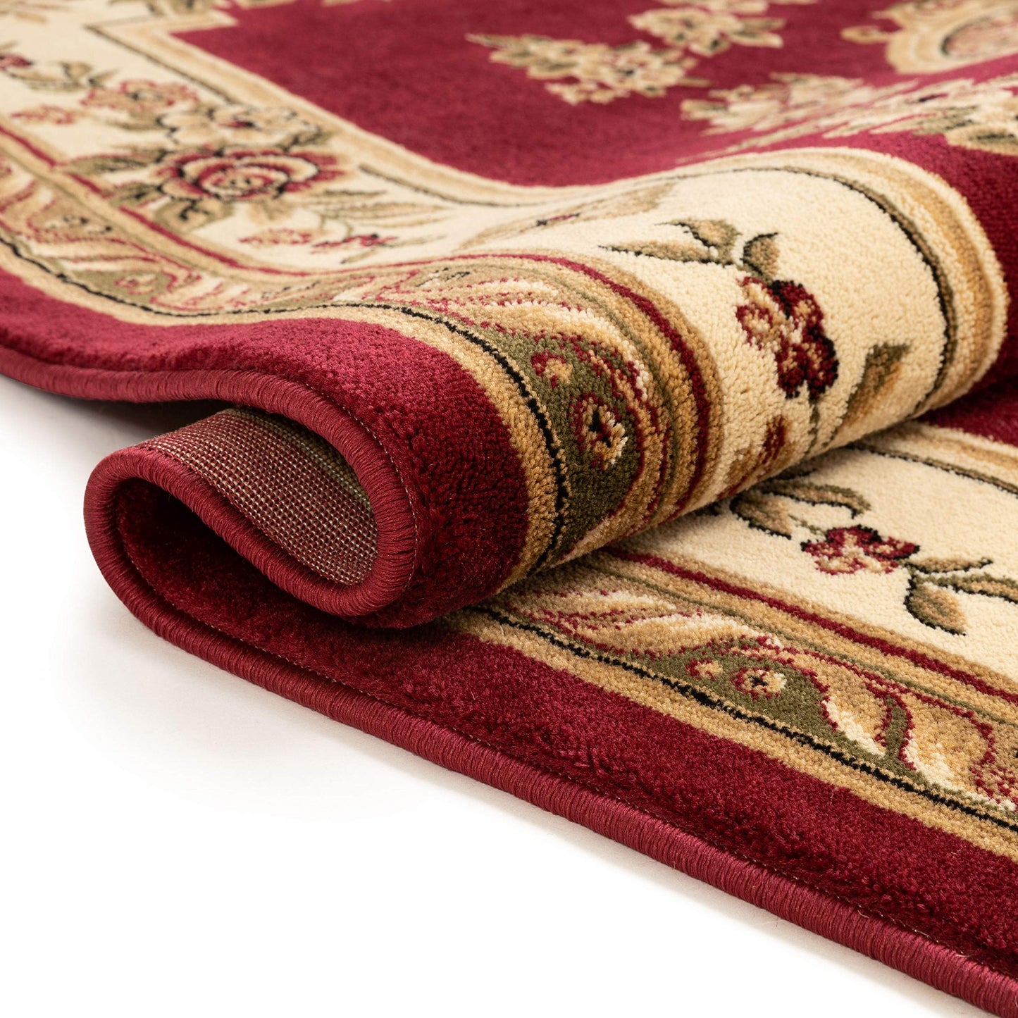 Pastoral Medallion Red French European Formal Traditional Area Rug (5'3" x 7'3") Easy to Clean Stain Fade Resistant Shed Free Modern Contemporary Floral Thick Soft Plush Living Dining Room Rug