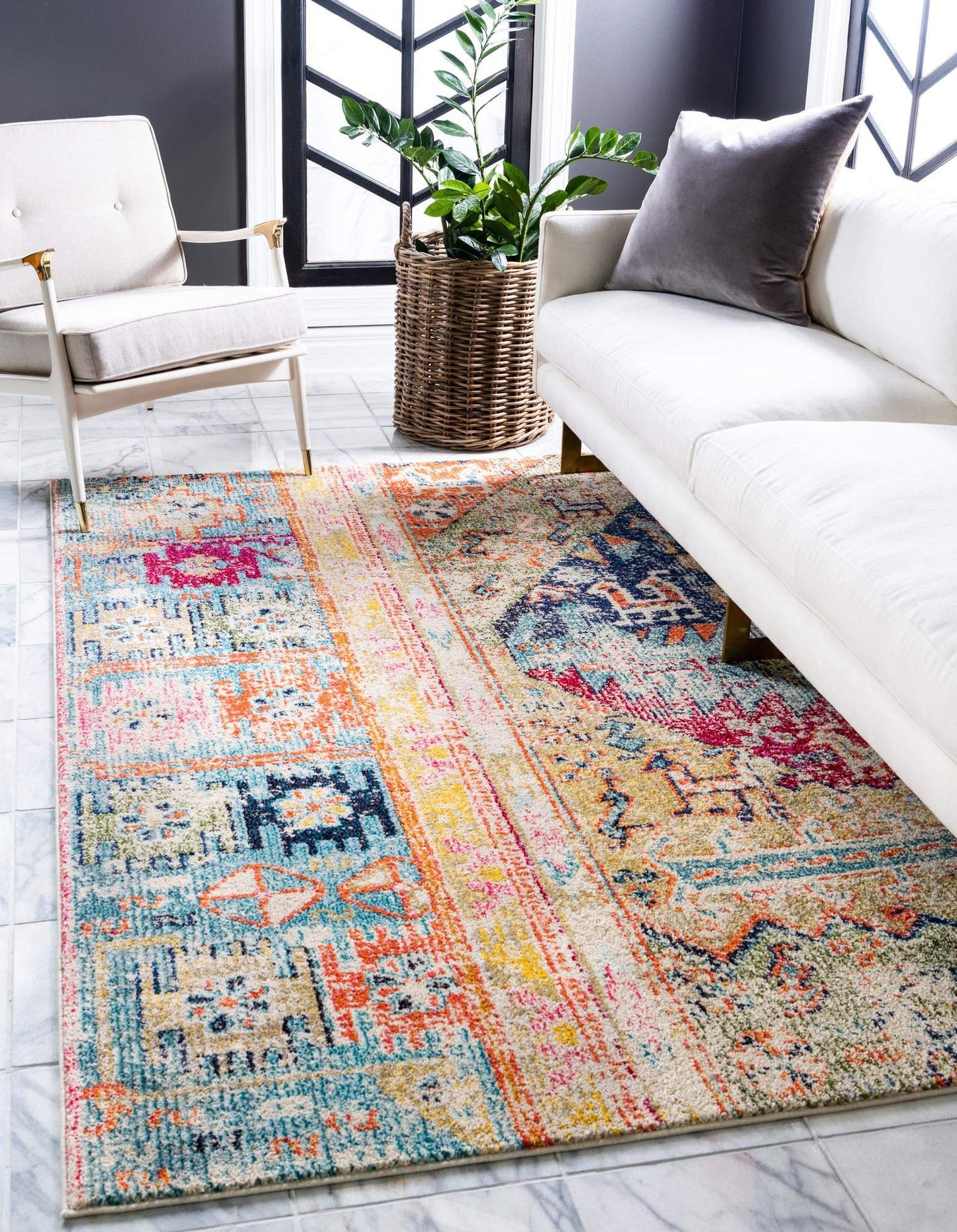 Rugs.com El Paso Collection Rug – 4' x 6' Multi Medium Rug Perfect for Living Rooms, Large Dining Rooms, Open Floorplans