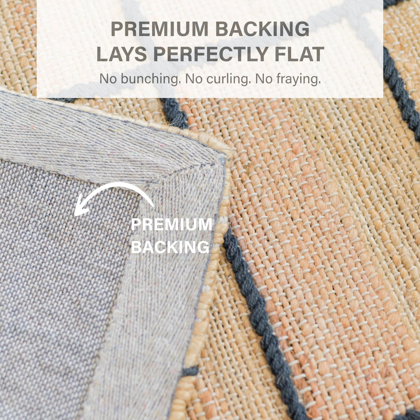 Homespice Nell Jute Plaid Runner Rug 2x6' - Cotton Backed Premium Handmade