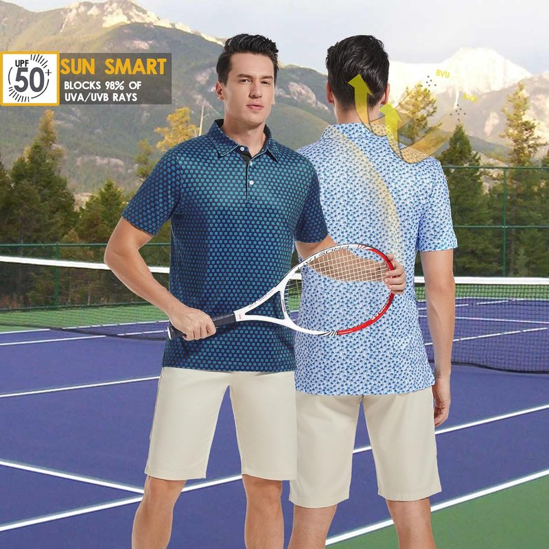 Men's Golf Shirt - Moisture-Wicking Dry Fit Performance Polo | Short Sleeve, Stylish Print