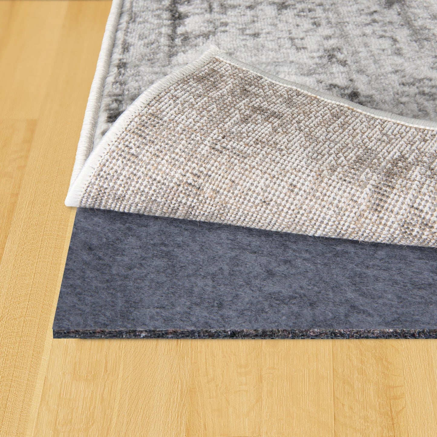 Unique Loom Uni-Luxe Dual Surface Felt and Rubber Non-Slip Rug Pad 1/4" Thick (5'Round)