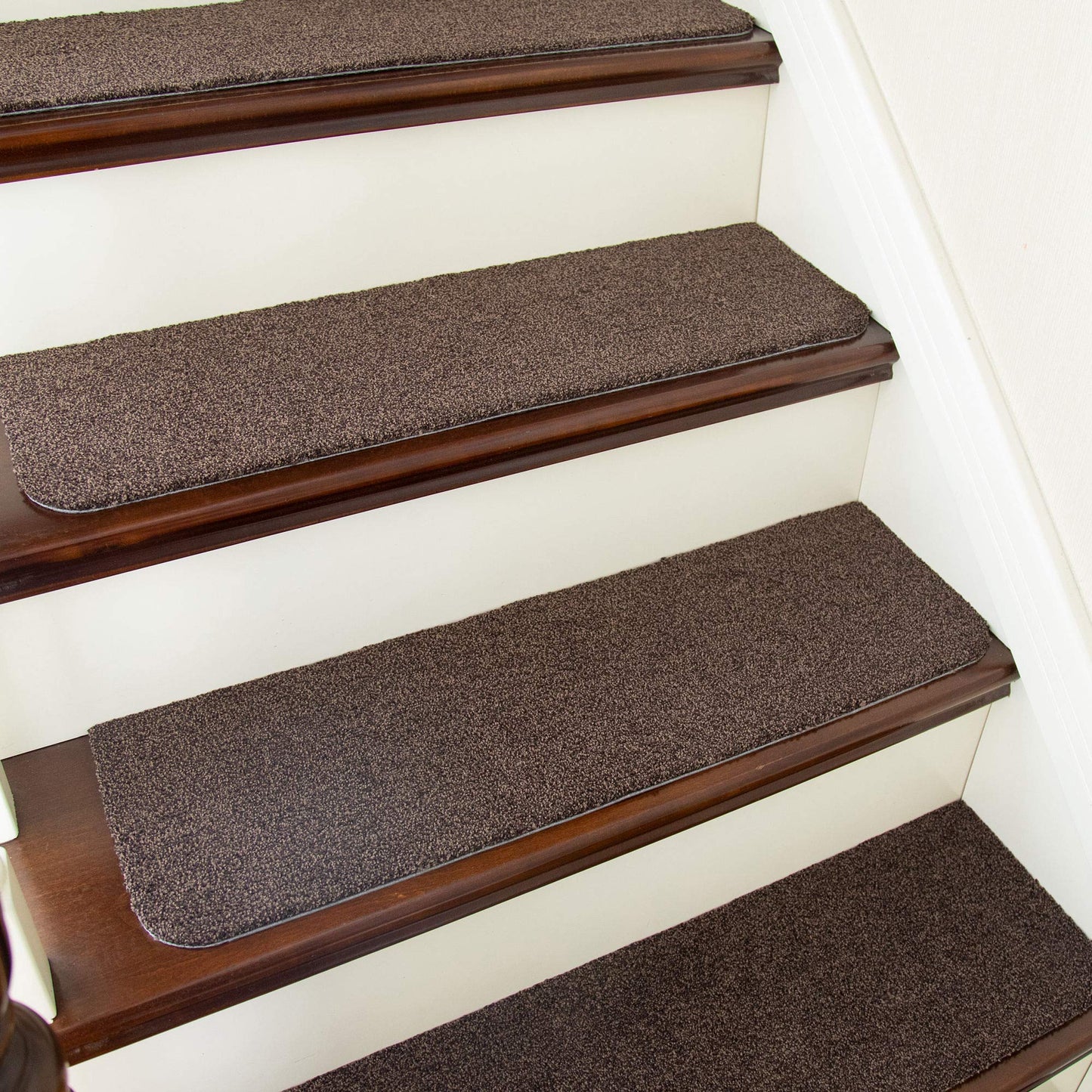 COSY HOMEER Stair Treads Non-Slip 15pcs Carpet Mat 28inX9in Indoor Stair Runners for Wooden Steps, Stair Rugs for Kids and Dogs, 100% Polyester TPE Backing Brown Protect Floor