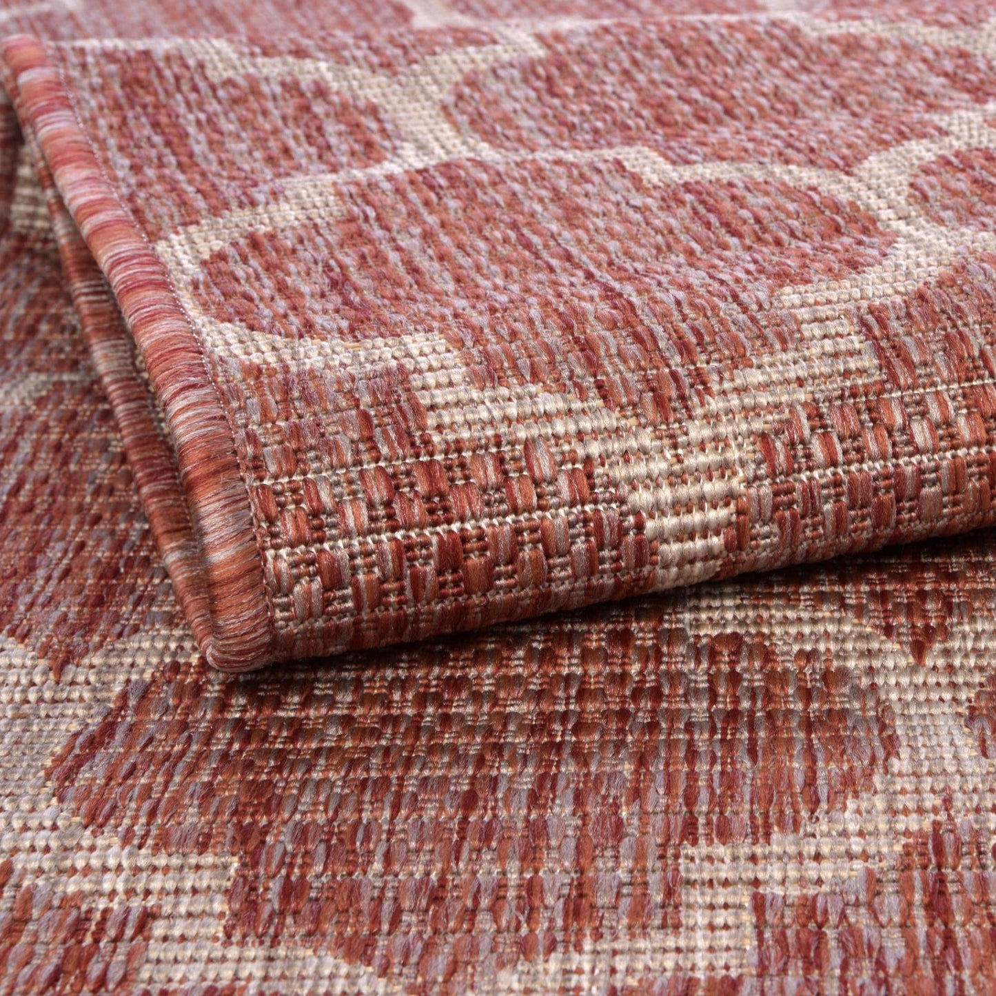 Unique Loom Outdoor Trellis Collection Area Rug (2' x 6' 1" Runner, Rust Red/ Ivory)