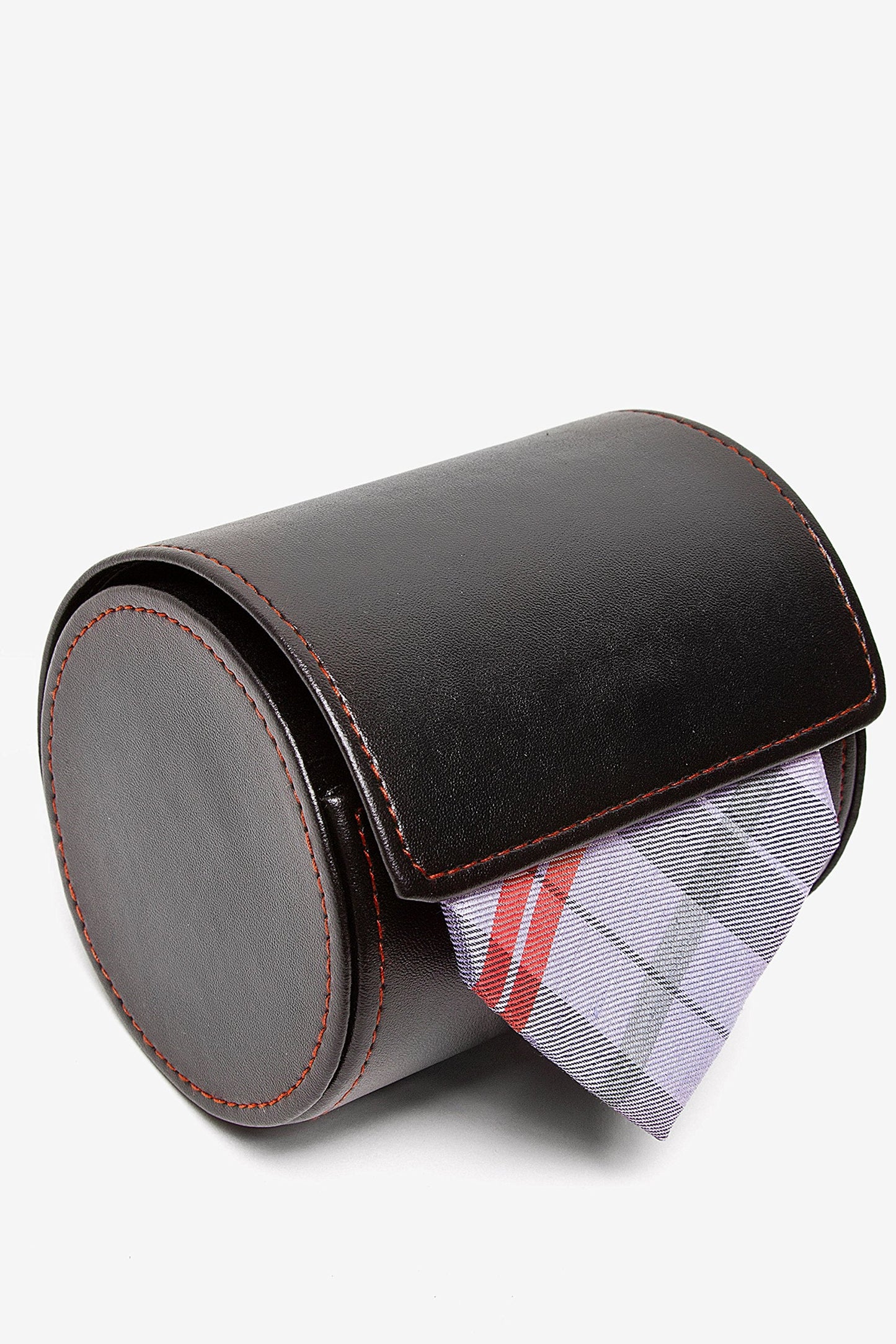 Black Tie Travel Case Roll - Perfect Business Gift - Vegan Faux Leather Necktie Anti-Wrinkle Storage Case