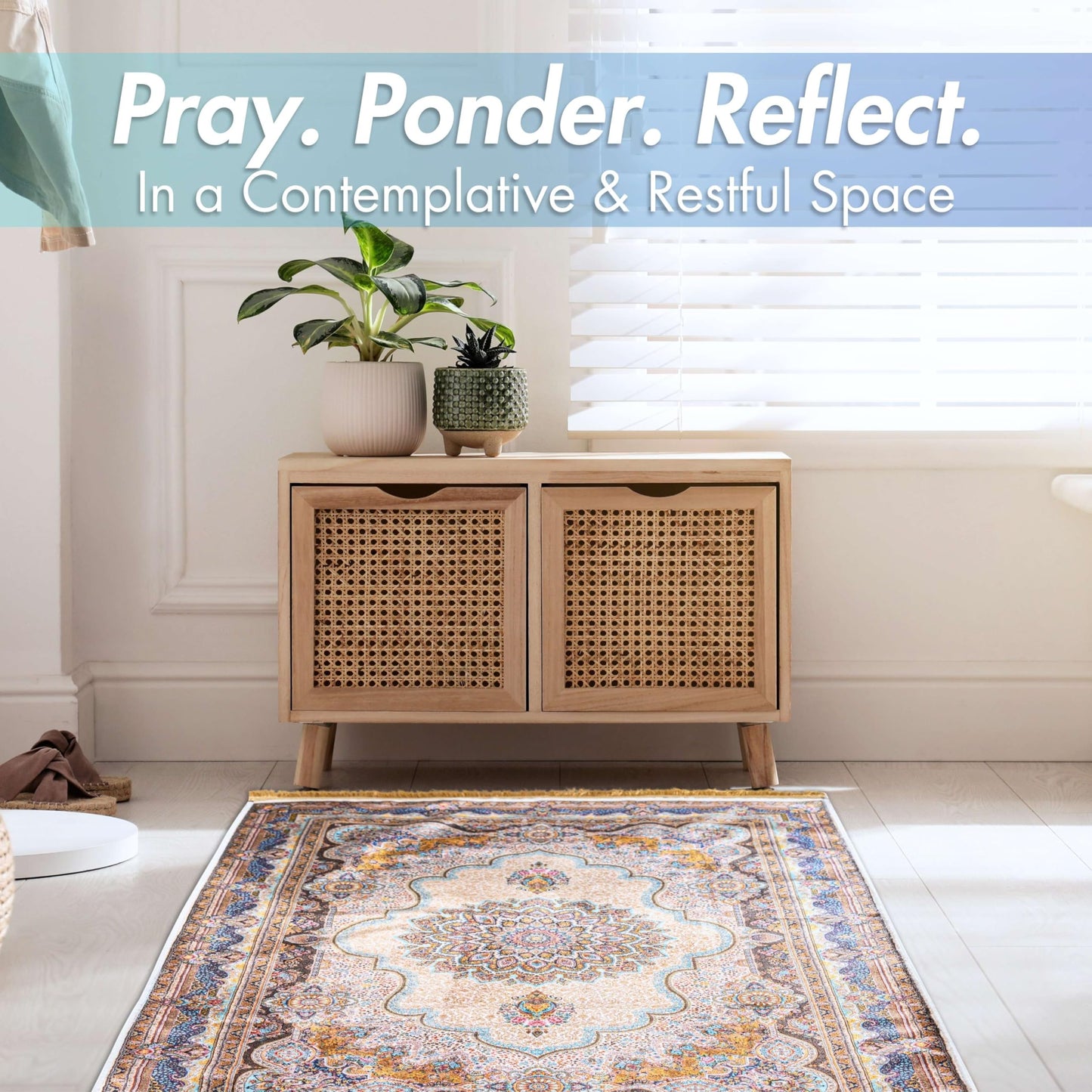 Sacred Artisans Prayer Rug with Super Soft Touch for Men and Women | Prayer Mat and Meditation Mat for Home Travel & Gift (Jasmine - Non Padded)