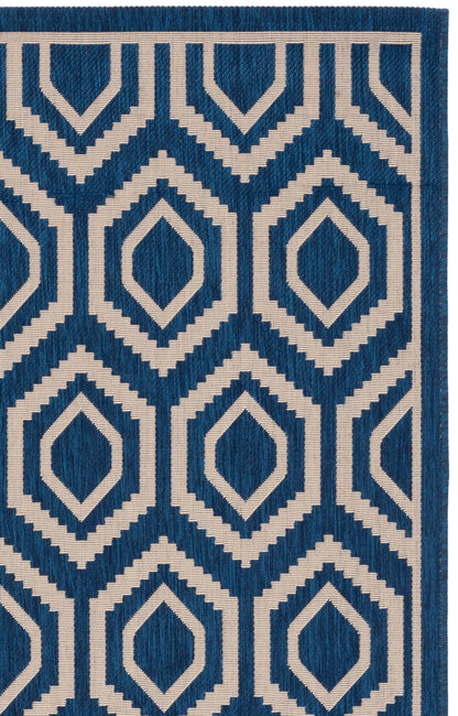 SAFAVIEH Courtyard Collection 5'3" x 7'7" Navy/Beige CY6902 Indoor/ Outdoor Splashproof Easy Scrubbing Patio Backyard Mudroom Area Rug