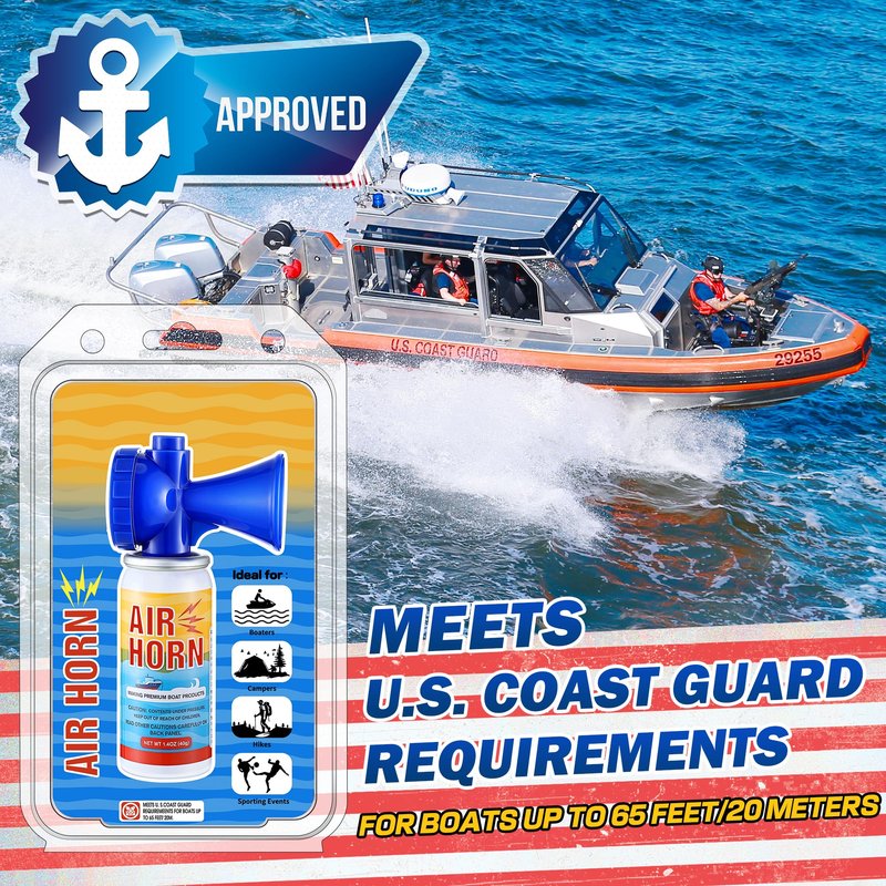 ElectricWise 4 Pack 1.4oz Mini Air Horn, 122DB Very Loud Air Horns Can, Marine Boat Horns for Safety, Meet Coast Guard, Fog Blow Horn Boat Accessories, Ideal for Boating, Camping, Hiking