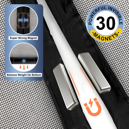 METAONLY Fiberglass Magnetic Screen Door Mesh, Works for Patio, Sliding Door, Keeps Bug Mosquito Out, Fresh Air Flow, Fits 36" x 82" Door - Curtain Size 38" x 83", Black