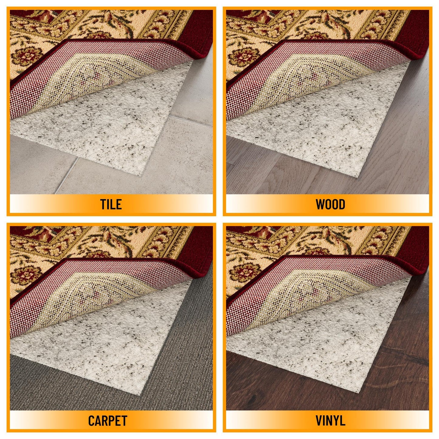 Ottomanson Non Slip Rug Pad Grip 3x11 1/8 Thick, Protection for Any Flooring Surface, Keep Your Runner Rug and Area Rugs in Place, 2'7" x 11', Beige