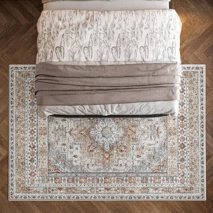 RUGIXE Area Rug 6×9 Foldable Machine Washable Living Room Area Rug, Machine Washable Anti-Slip Retro Rug, Low-Density Lightweight Chenille Printed Rug, Bedroom, Dining Room，Rugs for Living Room