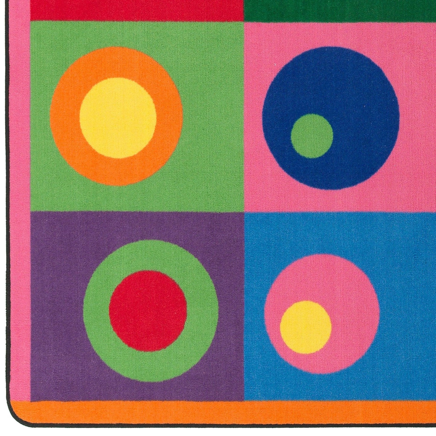 Silly Circles Colorful Abstract Children's Classroom Seating Area Rug for Preschools, Daycares, Libraries and Learning Centers for Teaching and Play, (Seats 30), 7'6" x 12' - Multicolor
