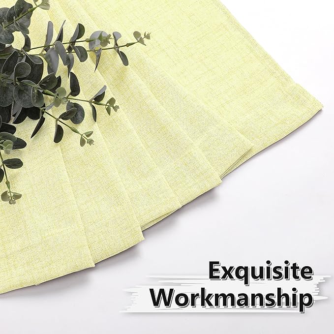 Tollpiz Linen Curtain Living Room Rod Pocket Semi Sheer Curtains Burlap Light Filtering Thick Linen Drape for Bedroom, 54 x 72 inches Long, Cream Yellow, Set of 2 Panels
