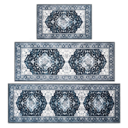 Kitchen Rug Set 3Pcs, Boho Rug Sets Non Slip Washable for Floor Thick Farmhouse Kitchen Decor Runner Rugs for Kitchen, Entryway, Laundry, Hallways 20''x32''+20''x48''+20''x59''