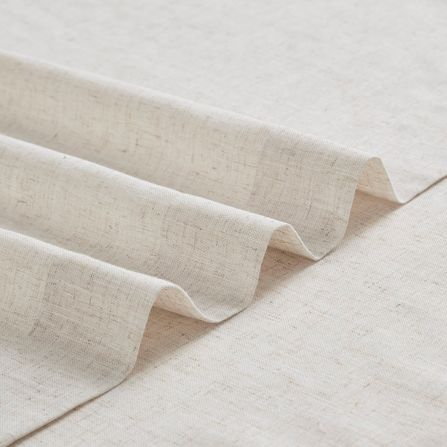 Vision Home Natural Pinch Pleated Semi Sheer Curtains Textured Linen Blended Light Filtering Window Curtains 84 inch for Living Room Bedroom Pinch Pleat Drapes with Hooks 2 Panels 42" Wx84 L