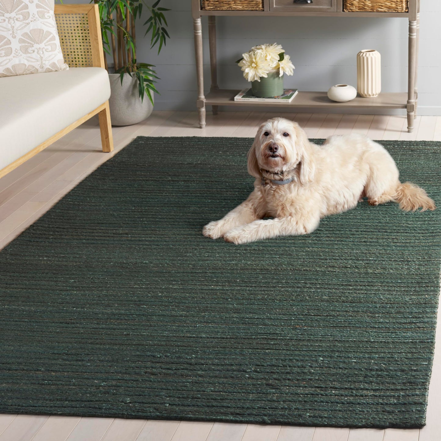 SAFAVIEH Cape Cod Collection Area Rug - 5' x 8', Sage & Natural, Handmade Braided Hemp, Ideal for High Traffic Areas in Living Room, Bedroom (CAP503B)
