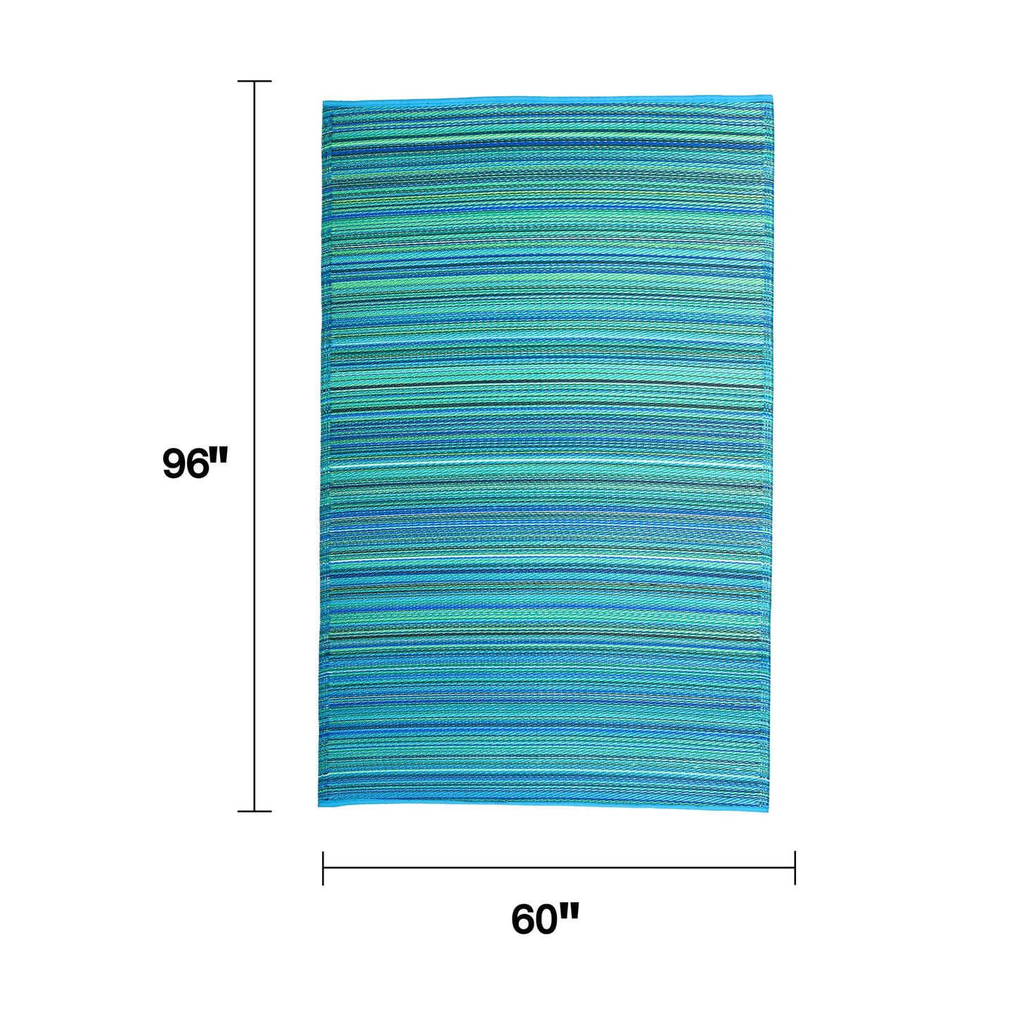 Fab Habitat Outdoor Rug - Waterproof, Fade Resistant, Crease-Free - Premium Recycled Plastic - Striped - Patio, Porch, Deck, Balcony, Sunroom - Cancun - Turquoise & Moss Green - 5 x 8 ft