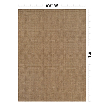 Rugshop Diamond Grid Indoor Outdoor Flat Woven Area Rug,Natural Jute-Style,Easy-Care Patio Rug for Backyard Porch Deck Balcony, 6'6" x 9' Sand/Natural