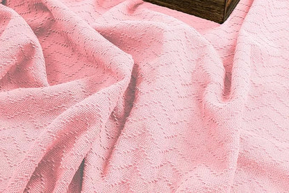 BELIZZI HOME 100% Cotton Bed Blanket, Breathable Thermal Blanket Full - Queen Size, Soft Chevron 90''x90'', Perfect for Layering Any All Season, Pink