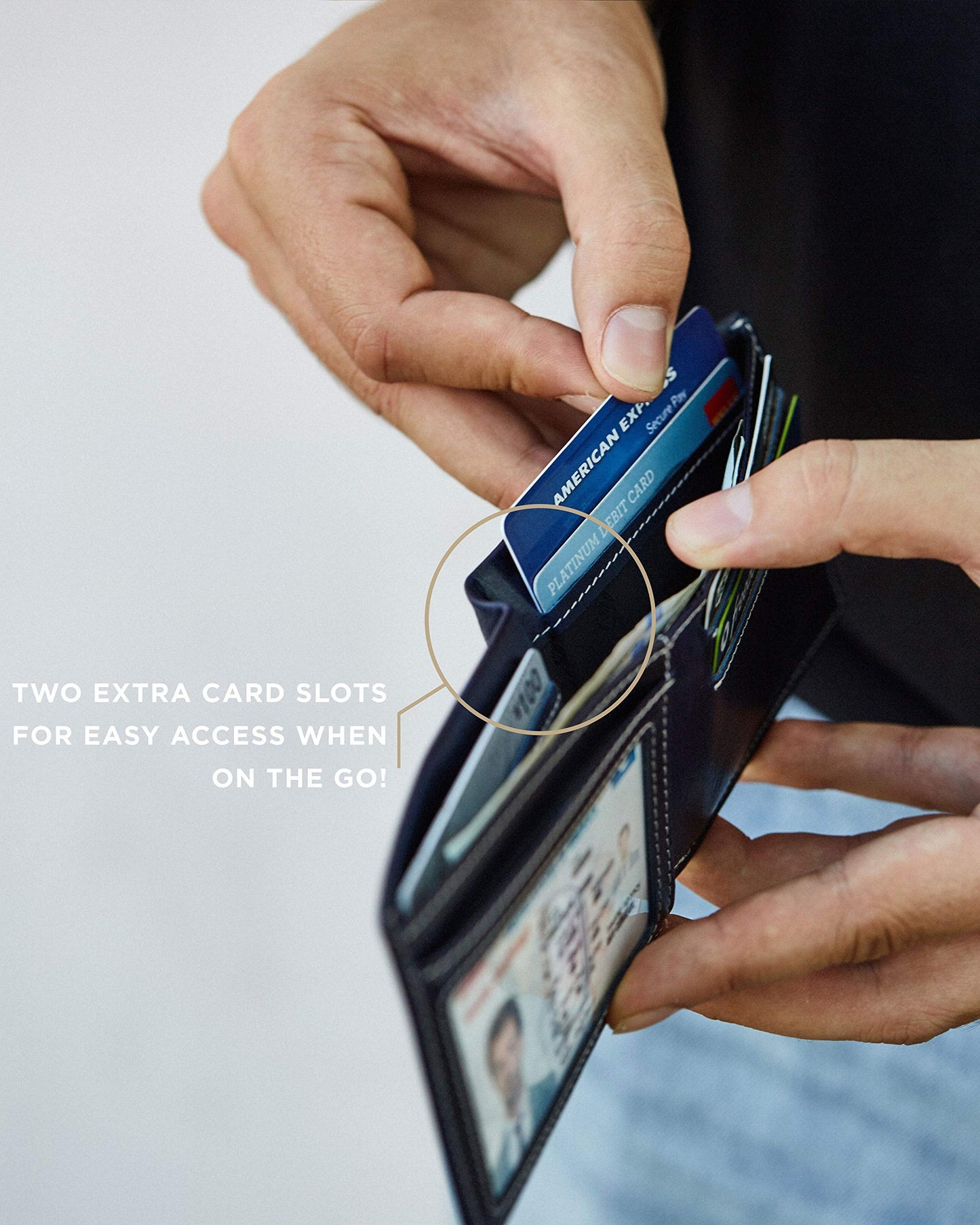 SERMAN BRANDS Mens Slim Bifold Wallet RFID Blocking Minimalist Front Pocket Full Grain Leather Wallets for Men - Thin & Stylish (Atlantic Blue Elite)