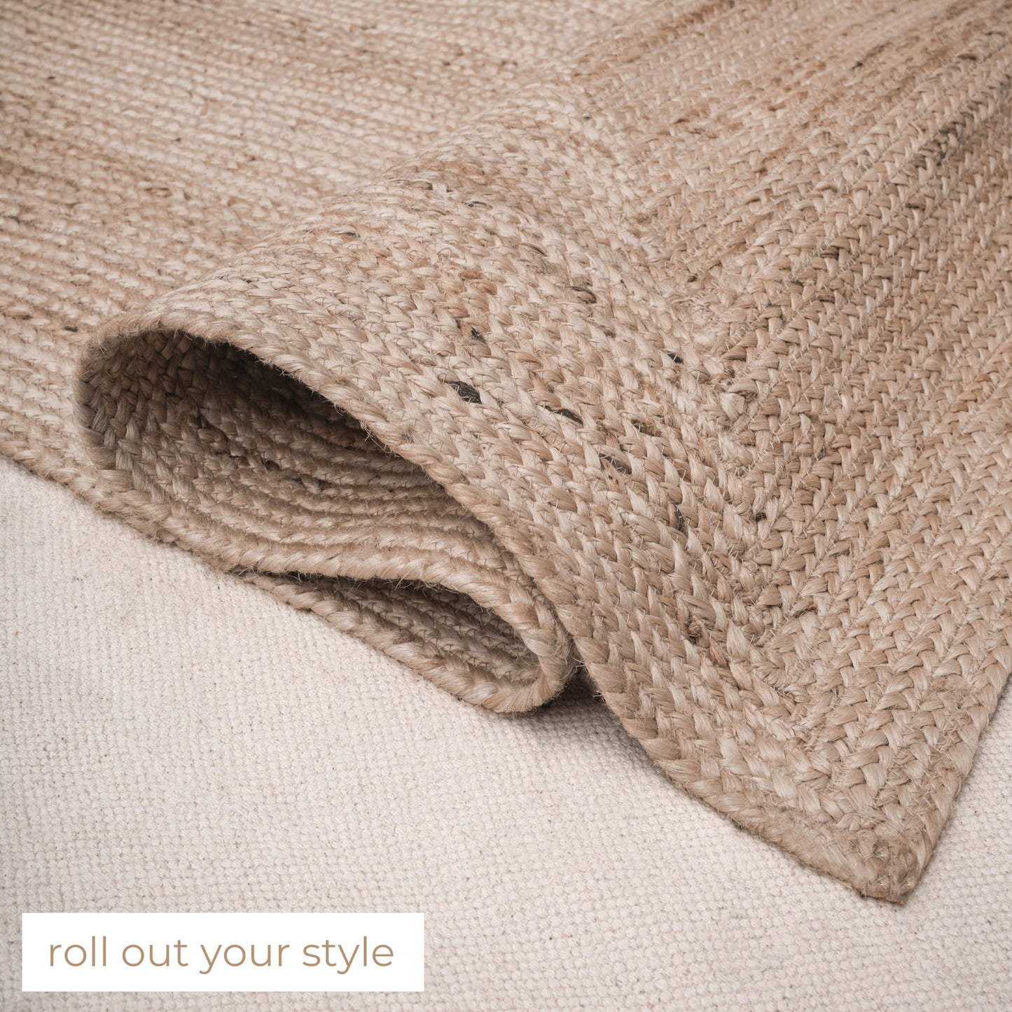 RAJRANG Large Woven Braided Jute Rug 8'x 10' - Natural Handwoven Reversible Braided Rectangle Area Rugs