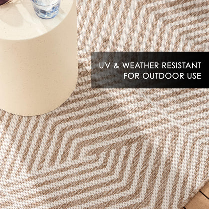 Nicole Miller New York Patio Country Ombre Geo Indoor Outdoor Area Rug, UV Fade Resistant, Low Pile, Beige/Cream, 7'9"x10'2"