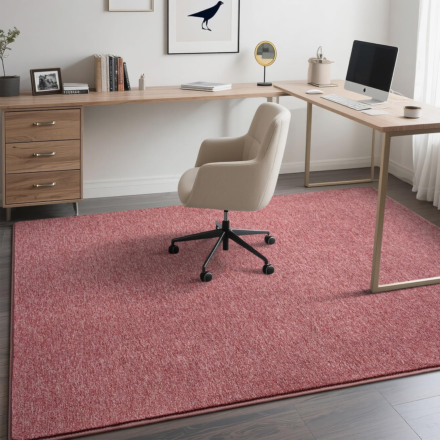 Tepook Soft Rugs for Living Room Bedroom, 6x9 Red and White Modern Washable Non-Slip Area Rug, Indoor Memory Foam Carpets for Boys Girls Room Home Decor