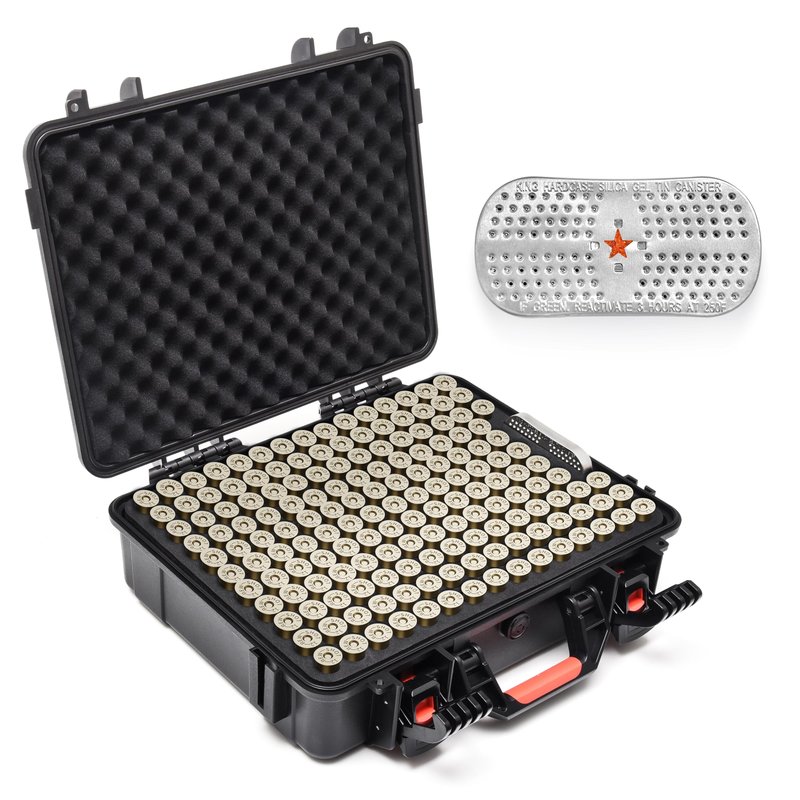 Kinghardcase 150 Round 12 Gauge Ammo Case, Sealed Shotgun Shell Storage Case with Desiccant Canister, Compatible with 12GA, 20GA, 16GA, 10GA and 8GA Shotgun Shells