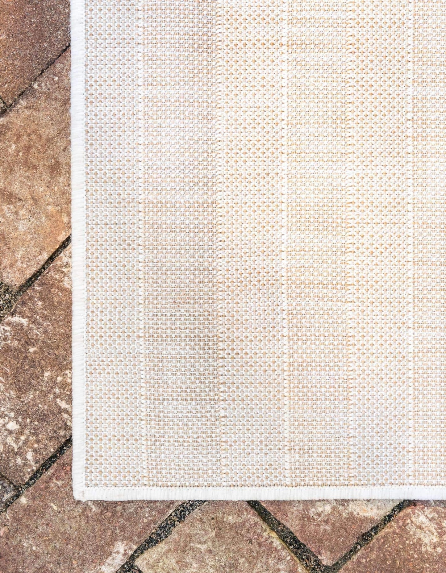 Unique Loom Outdoor Striped Collection Area Rug - Striped (2' x 6' 1" Runner, Taupe/Ivory)