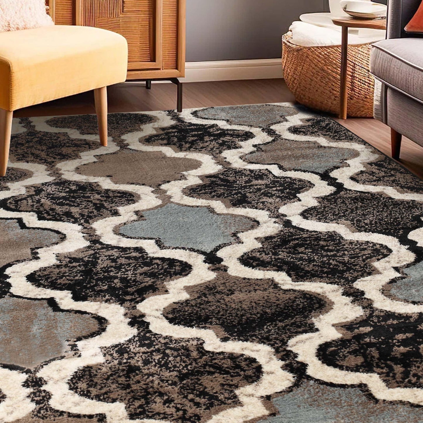 Superior Modern Indoor Area Rug, Non Slip Rug, 3'x5', A Chocolate
