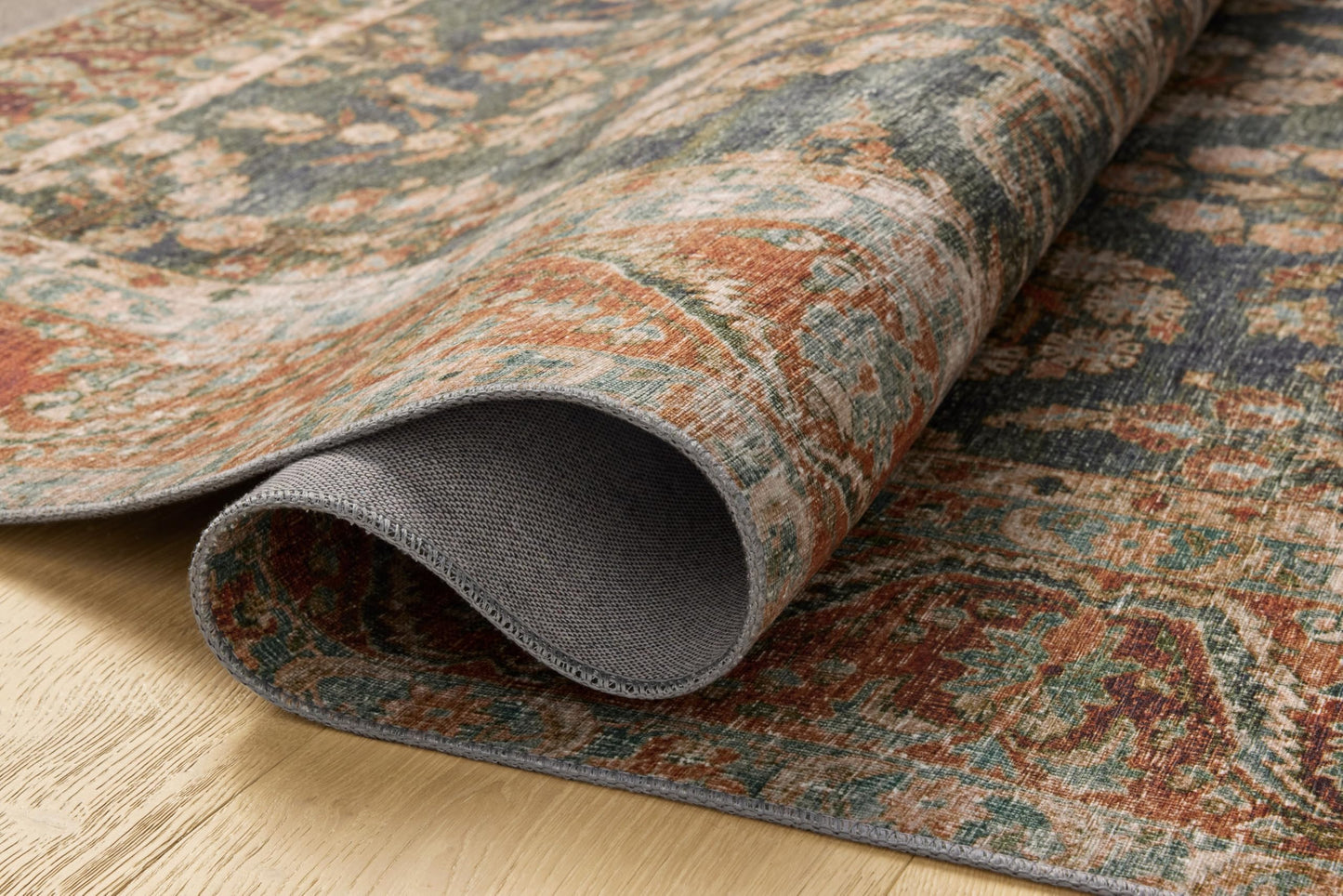 Loloi Chris Loves Julia Jules Collection JUL-10 Ocean/Spice 8'-6" x 11'-6", .13" Pile Height, Area Rug