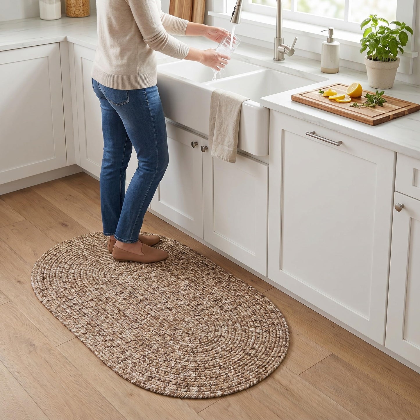 Super Area Rugs Rustic Farmhouse Living Indoor/Outdoor Reversible Braided Rug - Made in USA - Brown Mix 2' X 3' Oval