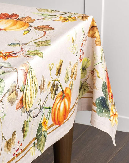 Maison d' Hermine Table Cloth Rectangle Table 100% Cotton 70 x 120 Inches Fall Tablecloth Reusable Everyday Use for Thanksgiving Christmas Decorations Dining Farmhouse Party (Potiron)