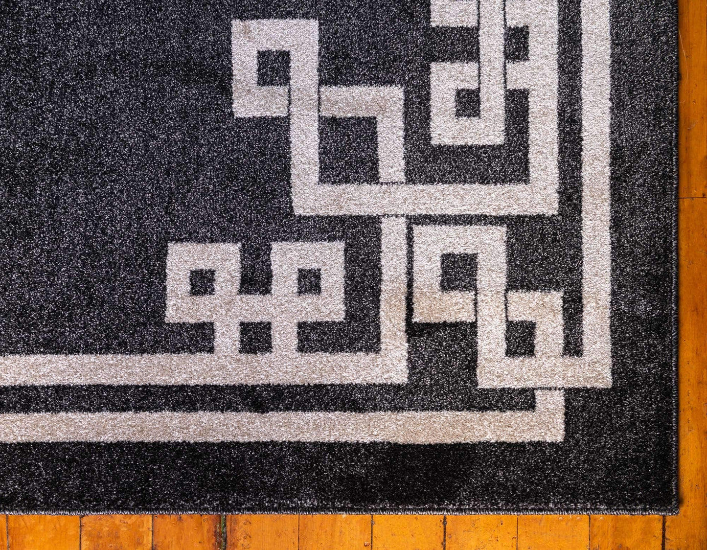 Unique Loom Athens Collection Classic Geometric Tribal Modern Border Design Area Rug (7' 0 x 10' 0 Rectangular, Black/ Beige)