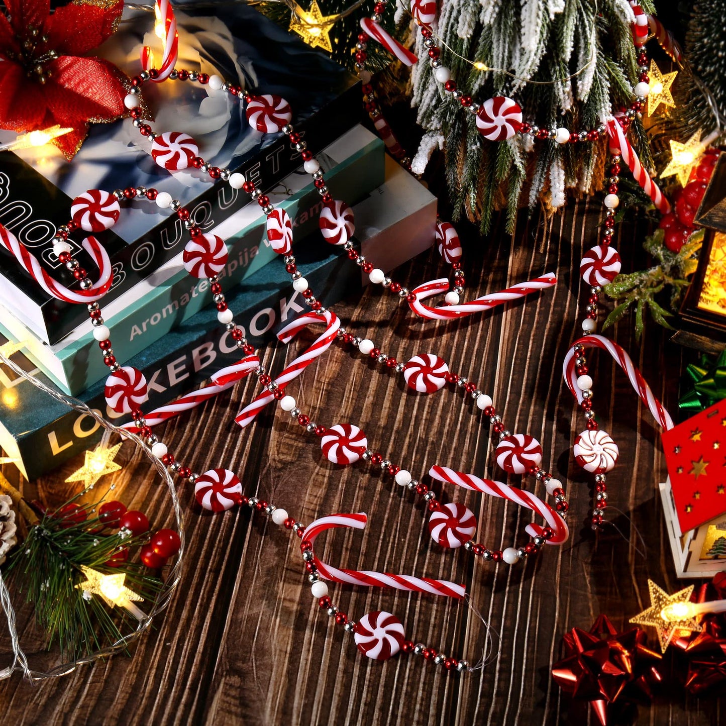 WHQXFDZ 9 Feet Christmas Candy Cane Garland Christmas Tree Decoration