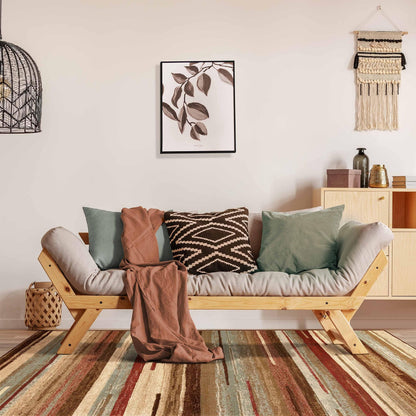 Superior Indoor Area Rug, Jute Backing, Striped Rugs for Entryway, Living Room, Kitchen Floors, Office, Plush Soft Floor Cover, Modern Abstract Rug, Fulgor Collection, 5' x 8', Beige Multi