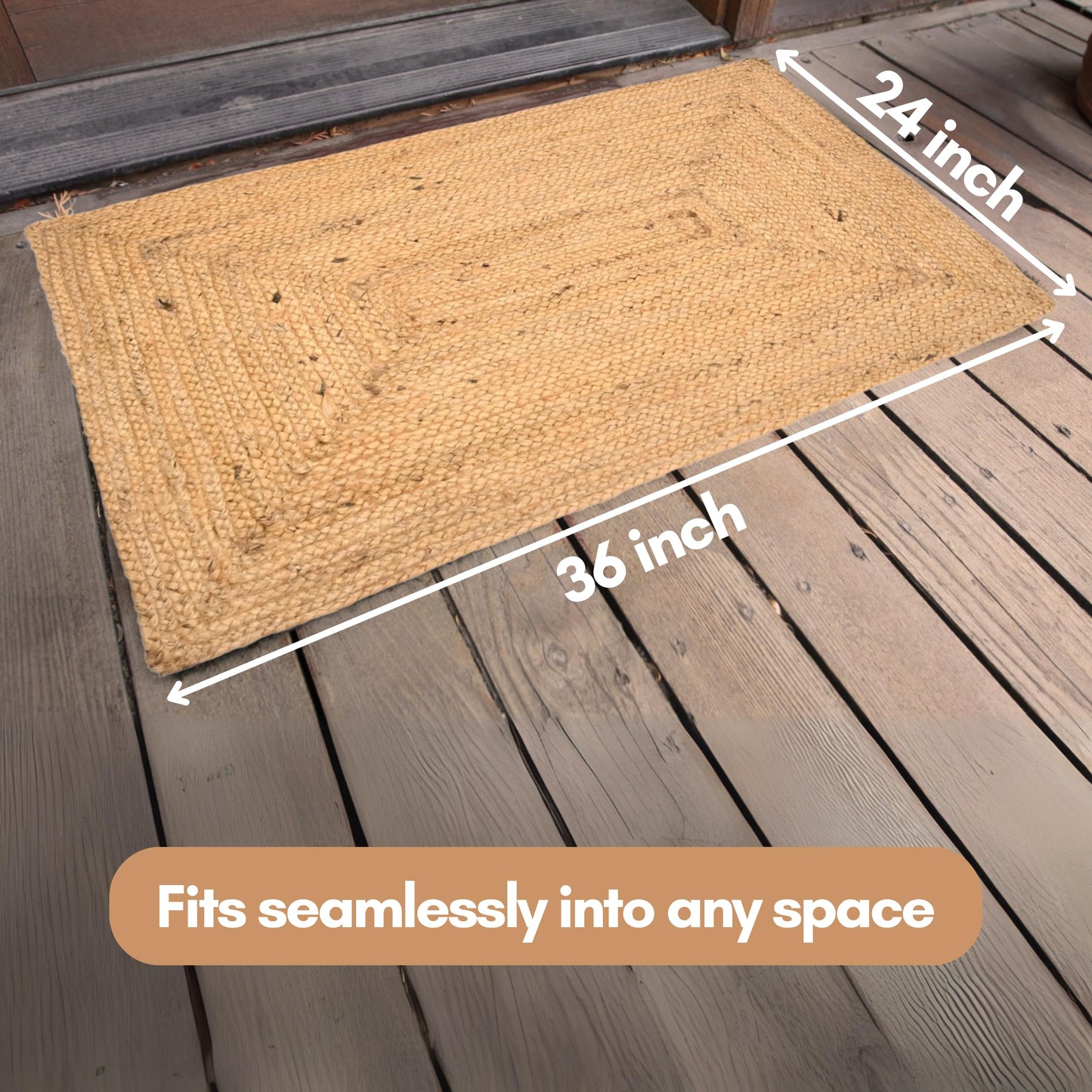 INDIAN ARTISTIC Jute Cotton Rag Rug 2X3 ft | Hand Woven & Reversible | Living Room | Kitchen | Jute Burlap Cotton 24x36 inch | Rustic Look | Natural Look | Runner 2 * 3 Feet