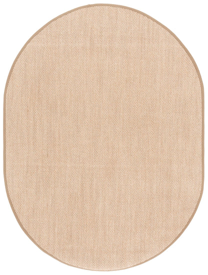 SAFAVIEH Area Rug 6x8 Oval - Natural Fiber Collection - Maize & Linen Color, Sisal, Woven Design with Border (NF141B)
